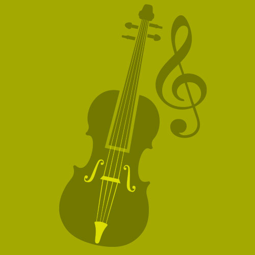 Eine gezeichnete Geige mit einem Notenschlüssel