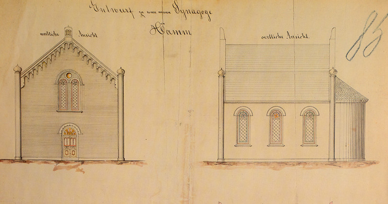 Ausschnitt aus der Bauzeichnung für den Neubau der Synagoge, 1868