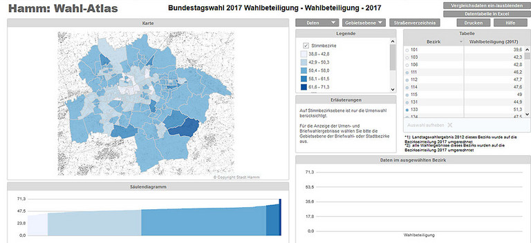 Screenshot der Einzelkarte des Wahlatlases 