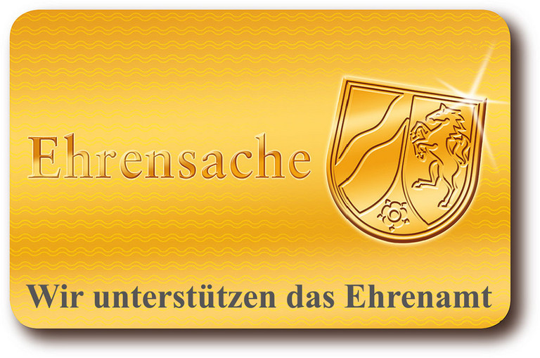 Ehrenamtskarte mit der Aufschrift ''Wir unterstützen das Ehrenamt''