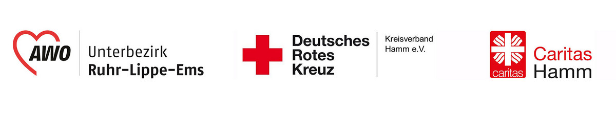 Logoleiste AWO - Unterbezirk Ruhr-Lippe-Ems, DRK - Kreisverband Hamm e. V., Caritas Hamm