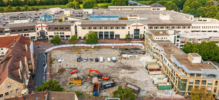 Luftaufnahme einer Baustelle an der Ritterpassage