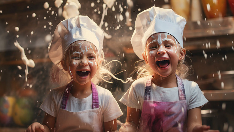 Fröhliche Kinder backen Kekse