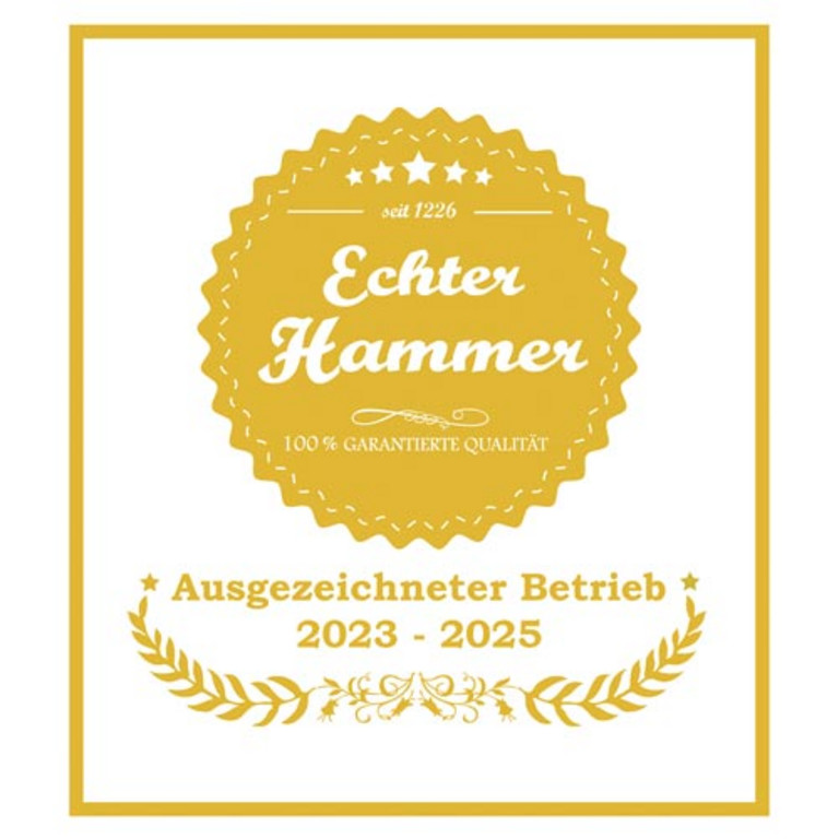 Logo "Echter Hammer - ausgezeichneter Betrieb"