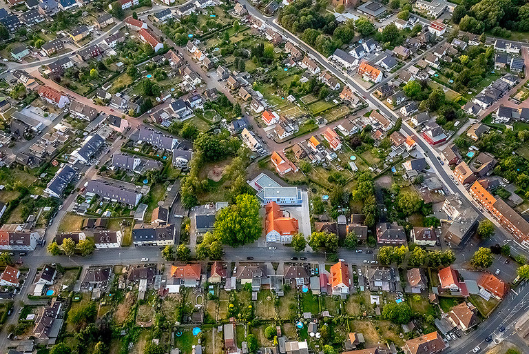 Luftbild mit dem Haus Bockelweg 13, 2018