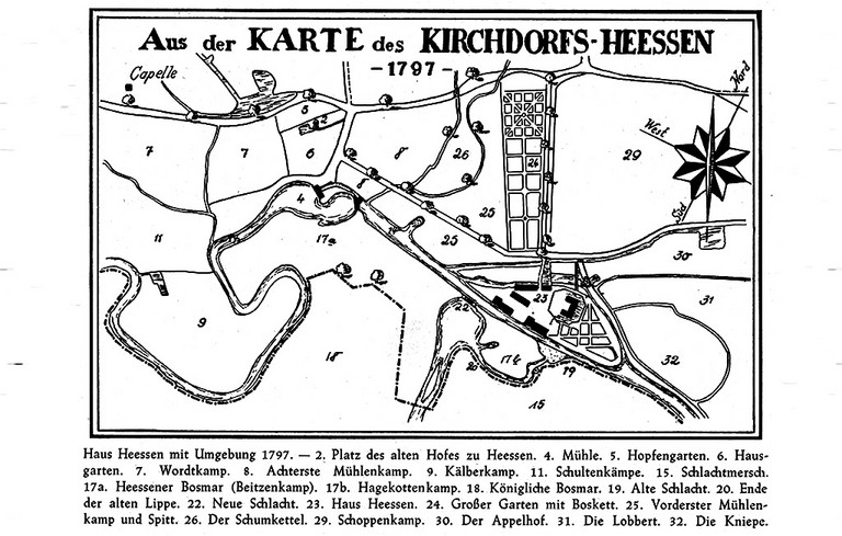 Eine historische Karte Heessens von 1797