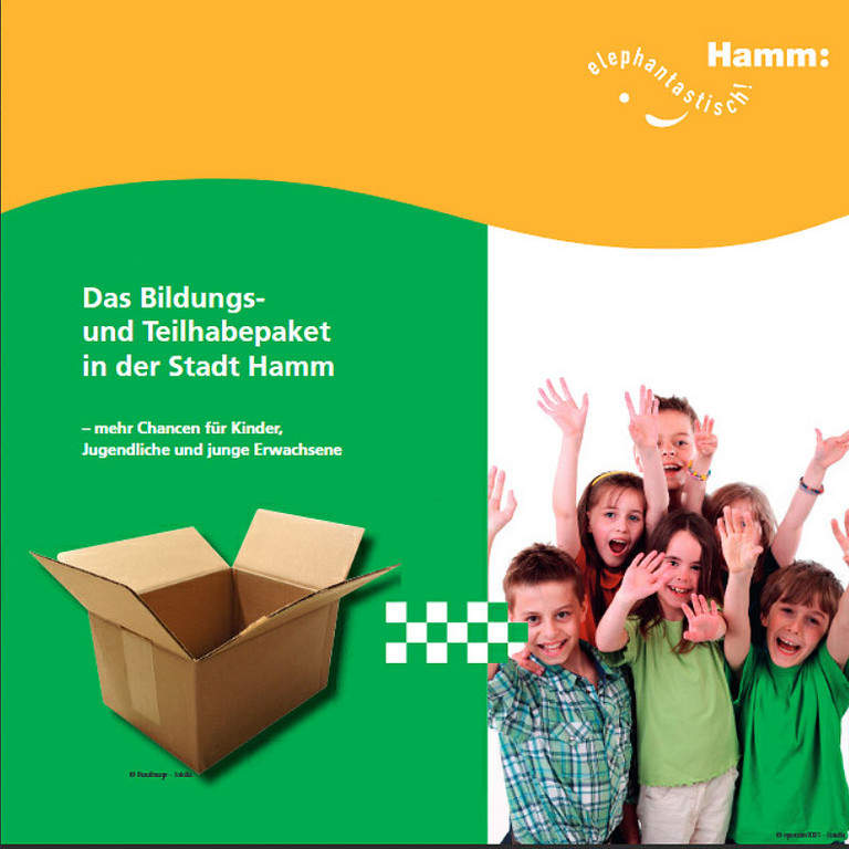 Titelbild der Broschüre Das Bildungs- und Teilhabepaket in der Stadt Hamm